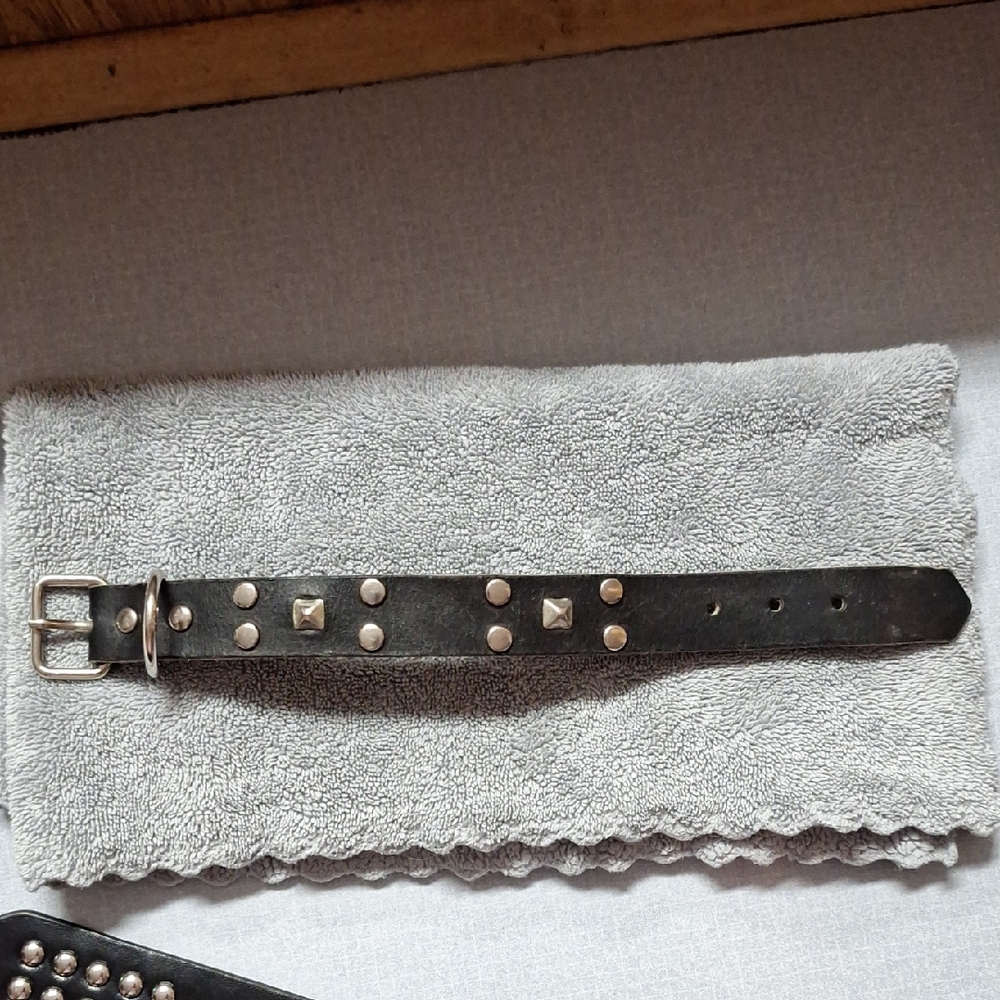 Studded Black Leather Belt
